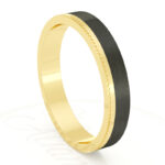 Alianza de boda 3mm Dotted Gold Oro Amarillo y Carbono 30-OAC07A-B