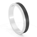 Alianza de boda 3mm Dotted Gold Oro Blanco y Carbono 30-OAC07B-B