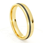 Alianza de boda 3.5mm Lateral Pulse Oro Amarillo y Carbono 35-OAC11A-B