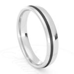 Alianza de boda 3.5mm Lateral Pulse Oro Blanco y Carbono 35-OAC11B-B