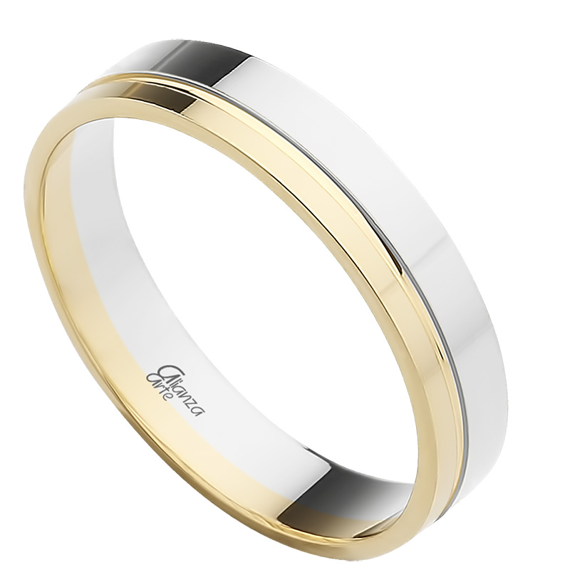 40-097BA-Brillo Alianza de Boda Oro Bicolor 4mm 097BA - Imagen 1