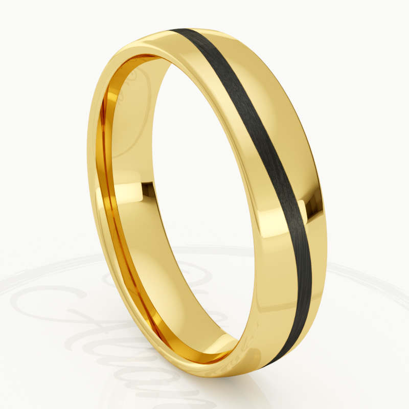 40-OAC01A-B.jpg Alianza de boda 4mm Oro Amarillo y Carbono 40-OAC01A-B - Imagen 1