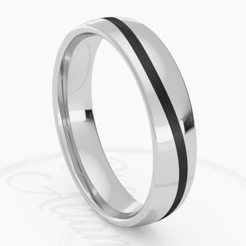 40-OAC01B-B.jpg Alianza de boda 4mm Oro Blanco y Carbono 40-OAC01B-B - Imagen 1