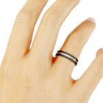 Alianza de boda 4mm Oro Rosa y Carbono 40-OAC03R-B - Imagen 3