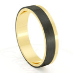 Alianza de boda 4mm Asymmetric Flat Oro Amarillo y Carbono 40-OAC10A-B