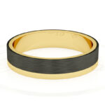 Alianza de boda 4mm Asymmetric Flat Oro Amarillo y Carbono 40-OAC10A-B - Imagen 2