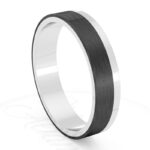 Alianza de boda 4mm Asymmetric Flat Oro Blanco y Carbono 40-OAC10B-B