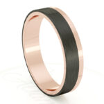 Alianza de boda 4mm Asymmetric Flat Oro Rosa y Carbono 40-OAC10R-B