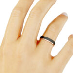 Alianza de boda 4mm Asymmetric Flat Oro Rosa y Carbono 40-OAC10R-B - Imagen 3