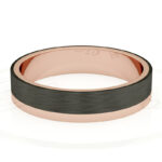 Alianza de boda 4mm Asymmetric Flat Oro Rosa y Carbono 40-OAC10R-B - Imagen 2