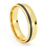 Alianza de boda 4.5mm Lateral Pulse Oro Amarillo y Carbono 45-OAC11A-B