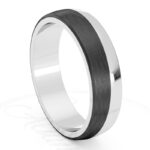Alianza de boda 5mm Oro Blanco y Carbono 50-OAC06B-B
