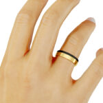 Alianza de boda 5mm Oro Amarillo y Carbono 50-OAC09A-B - Imagen 3