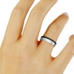 Alianza de boda 5mm Oro Blanco y Carbono 50-OAC09B-B - Imagen 3