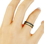 Alianza de boda 5mm Oro Gold Core Amarillo y Carbono 50-OAC12A-B - Imagen 3