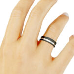 Alianza de boda 5mm Gold Core Oro Blanco y Carbono 50-OAC12B-B - Imagen 3