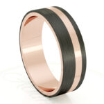 Alianza de boda 5mm Gold Core Oro Rosa y Carbono 50-OAC12R-B