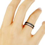 Alianza de boda 5mm Gold Core Oro Rosa y Carbono 50-OAC12R-B - Imagen 3