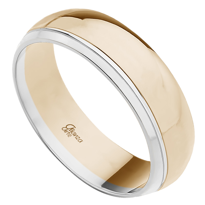 60-092RB-Brillo Alianza de Boda Oro Bicolor 6mm 092RB - Imagen 1