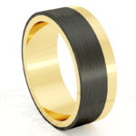 Alianza de boda 6mm Oro Asymmetric Flat Amarillo y Carbono 60-OAC14A-B