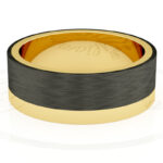 Alianza de boda 6mm Oro Asymmetric Flat Amarillo y Carbono 60-OAC14A-B - Imagen 2