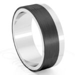 Alianza de boda 6mm Asymmetric Flat Oro Blanco y Carbono 60-OAC14B-B