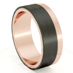 Alianza de boda 6mm Asymmetric Flat Oro Rosa y Carbono 60-OAC14R-B