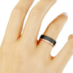 Alianza de boda 6mm Asymmetric Flat Oro Rosa y Carbono 60-OAC14R-B - Imagen 3