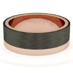 Alianza de boda 6mm Asymmetric Flat Oro Rosa y Carbono 60-OAC14R-B - Imagen 2