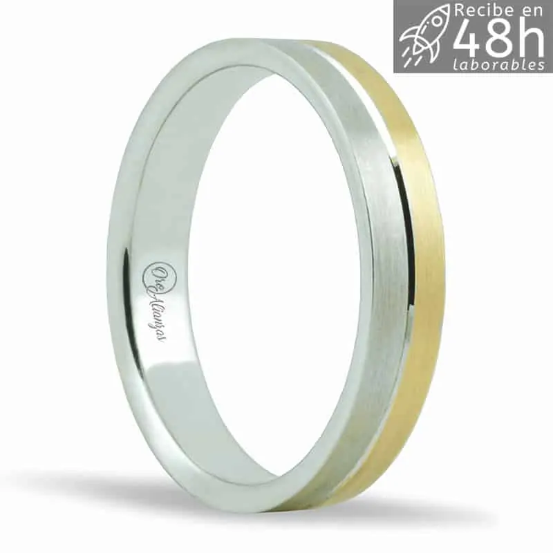 Alianza Oro Bicolor 18K de 4 mm de ancho OA-129BA - Imagen 1