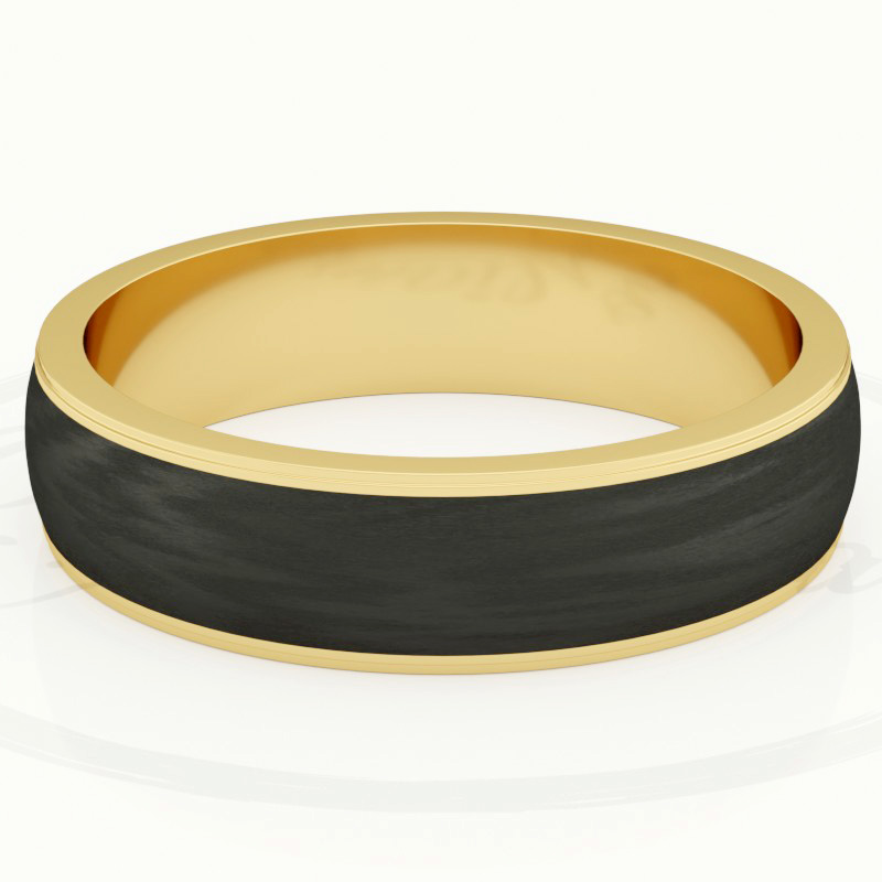 Diseño exclusivo anillo de boda oro y carbono mate